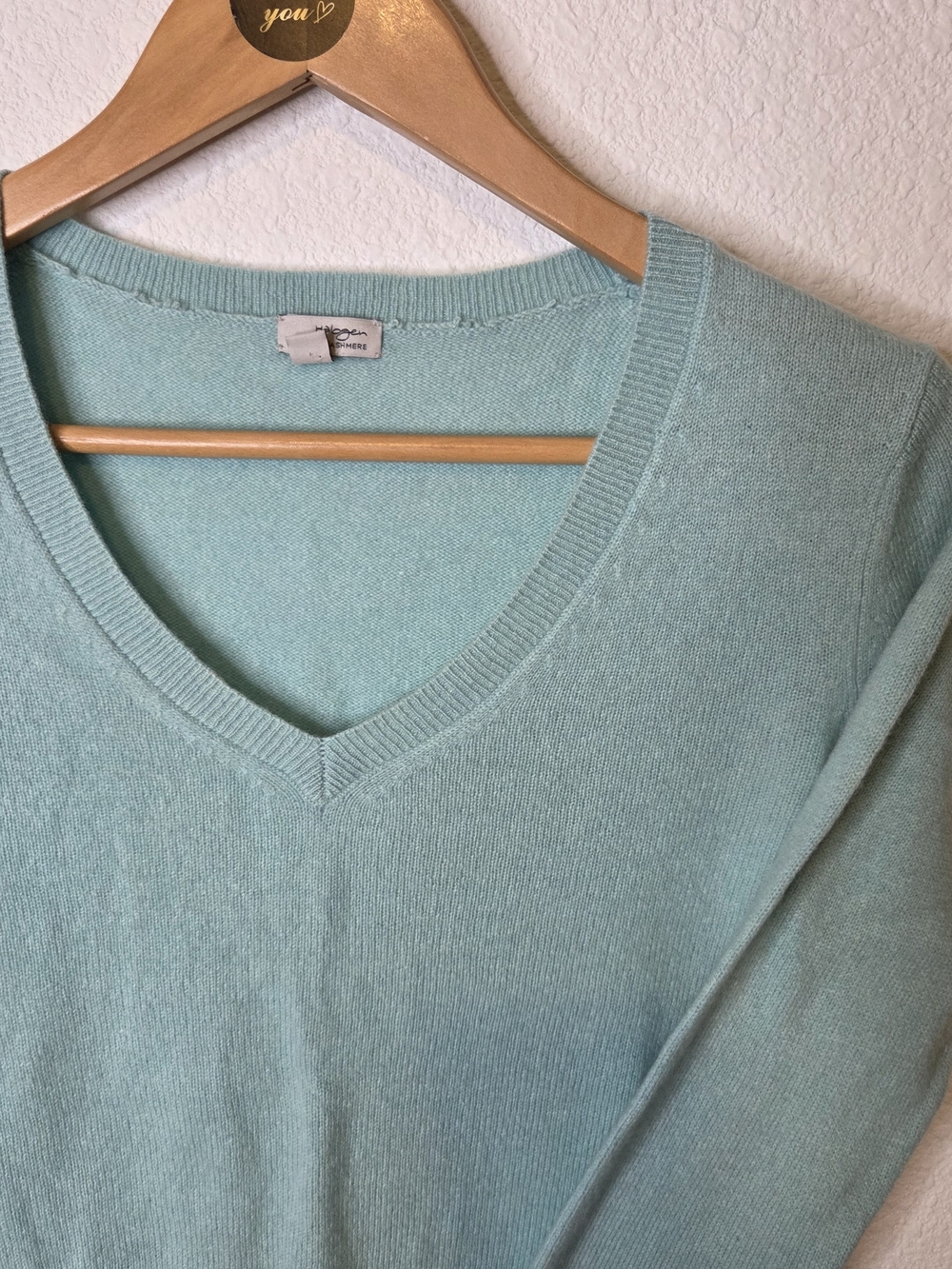 Halogen Light Blue V-Neck Cashmere Sweater Womens Size Small
